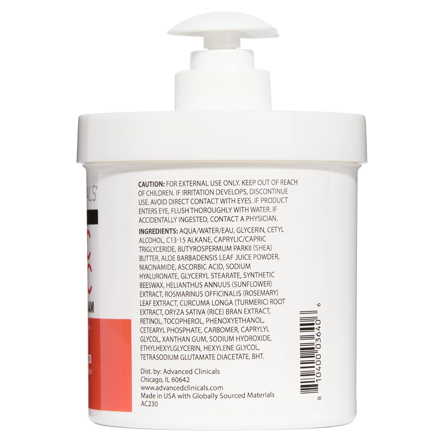 Advanced Clinicals Vitamin C + Turmeric Brightening Body Cream 425g - Image 3