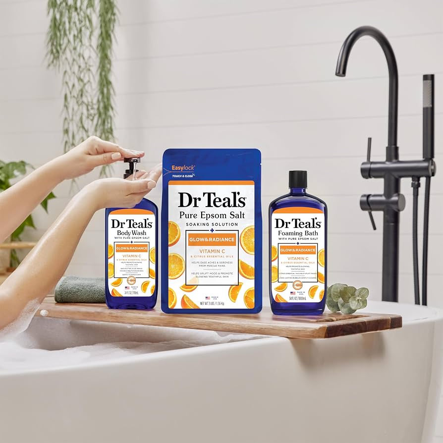 Dr Teal's Body Wash with Pure Epsom Salt, Glow & Radiance with Vitamin C & Citrus Essential Oils, 24oz - Image 4