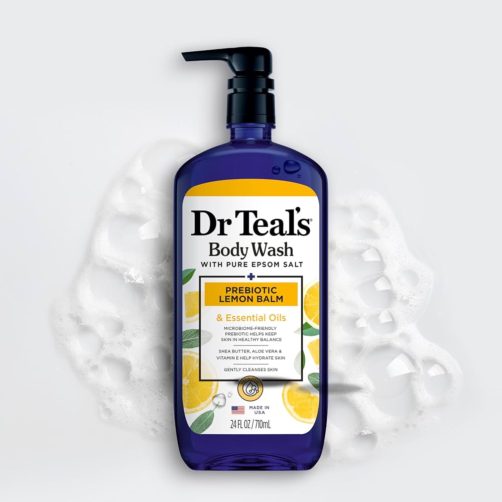 Dr Teal's Body Wash with Pure Epsom Salt, with Prebiotic Lemon Balm & Sage, 24 fl oz