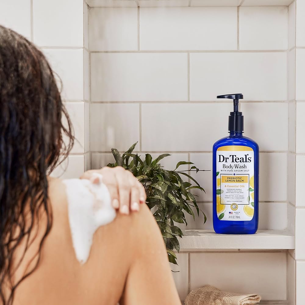 Dr Teal's Body Wash with Pure Epsom Salt, with Prebiotic Lemon Balm & Sage, 24 fl oz - Image 2