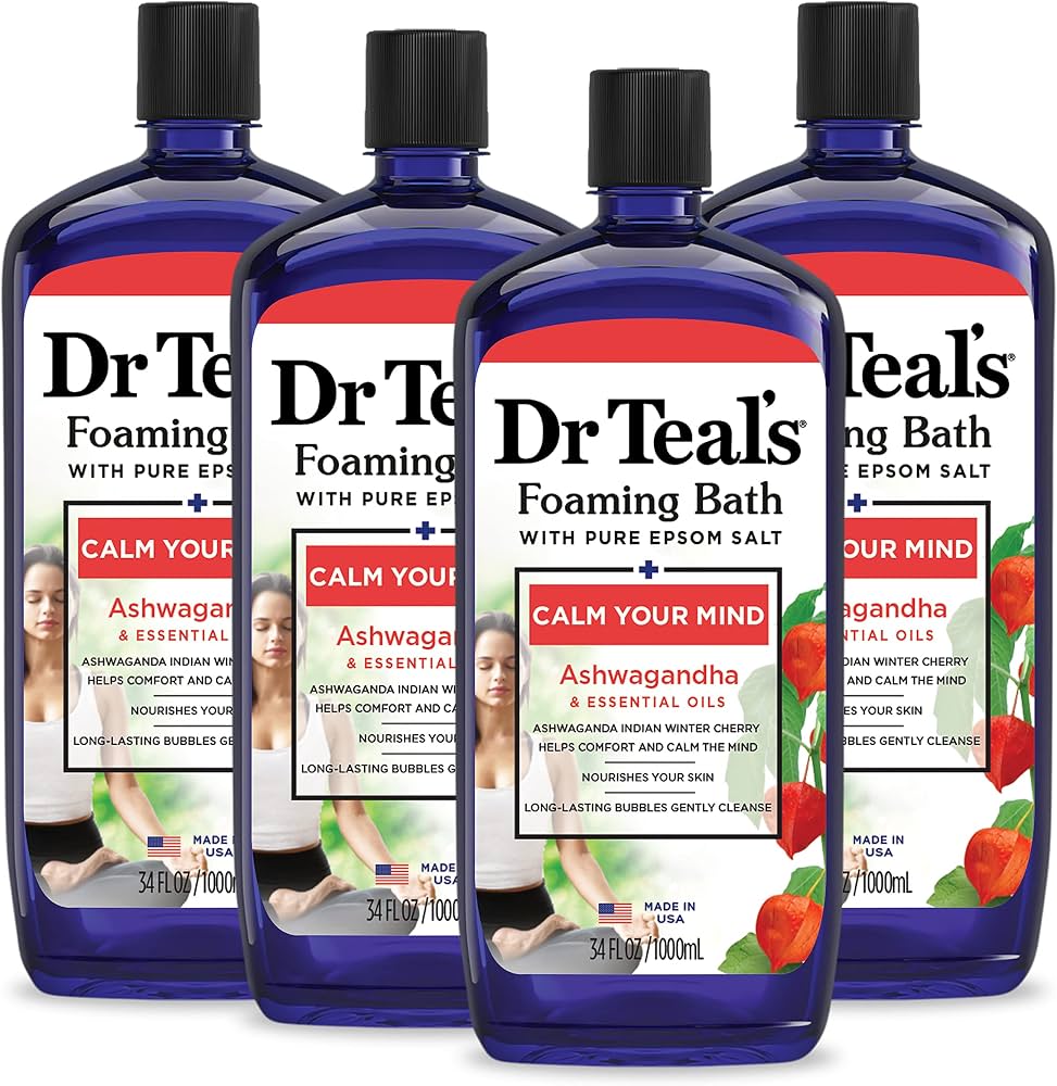 Dr Teal's Foaming Bath with Pure Epsom Salt, Ashwagandha, 34 fl oz (Pack of 4) - Image 7