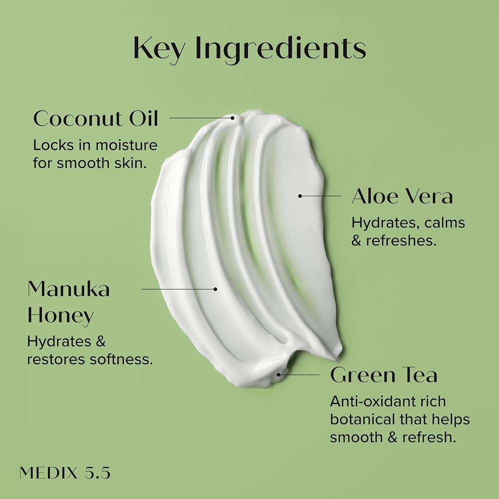 Medix 5.5 Men & Women Coconut Body Lotion + Manuka Honey Cream | Natural Coconut Oil Lotion | Moisturizer Cream Body Butter Skin Care Balm | Stretch Marks, Cellulite, & Dry Skin - Image 2