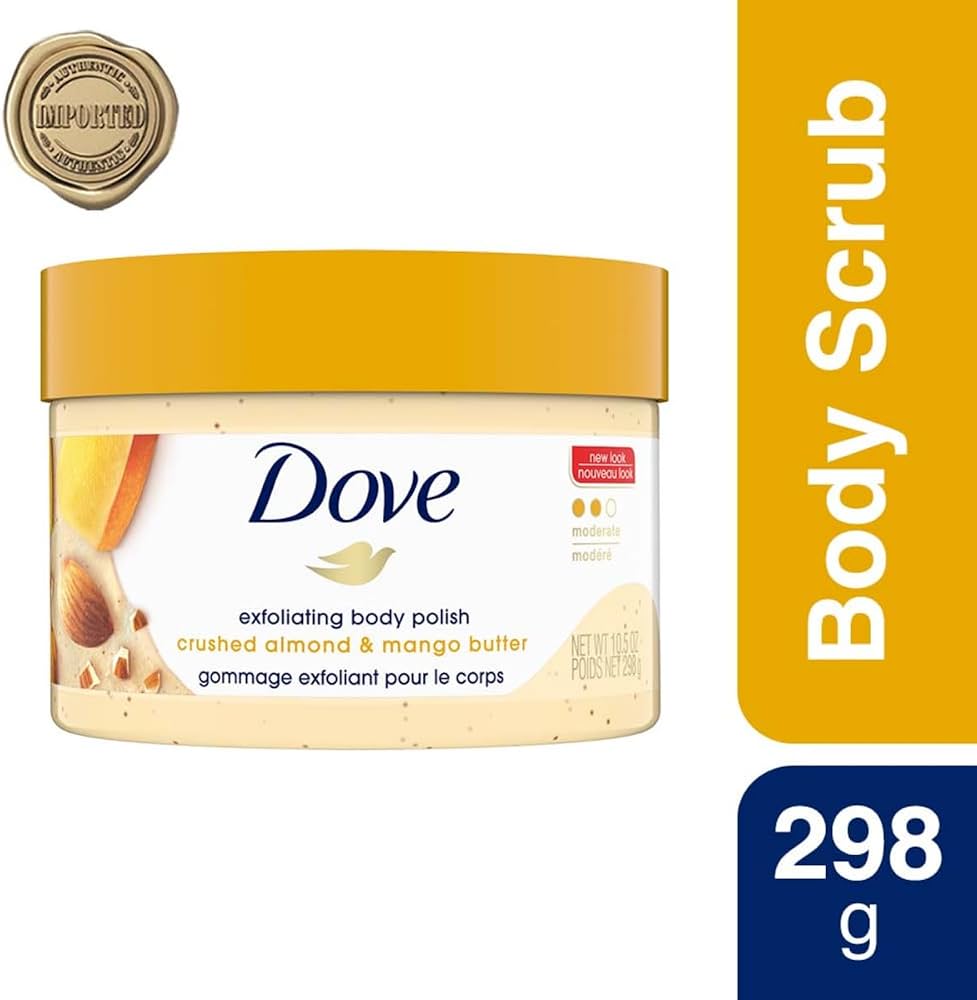 Dove Scrub Crushed Almond & Mango Butter For Silky Smooth Skin Body Scrub Exfoliates & Restores Skin's Natural Nutrients 10.5 oz - Image 3