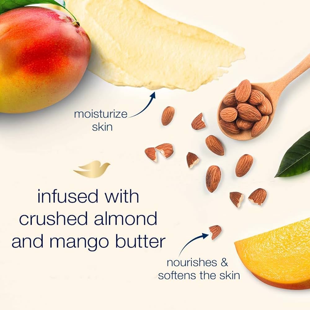 Dove Scrub Crushed Almond & Mango Butter For Silky Smooth Skin Body Scrub Exfoliates & Restores Skin's Natural Nutrients 10.5 oz - Image 5
