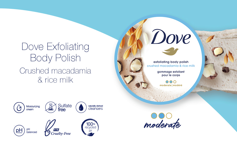 Dove Exfoliating Body Polish Scrub Reveals Visibly Smoother Skin Macadamia & Rice Milk Body Scrub That Nourishes Skin, 10.5 oz - Image 8
