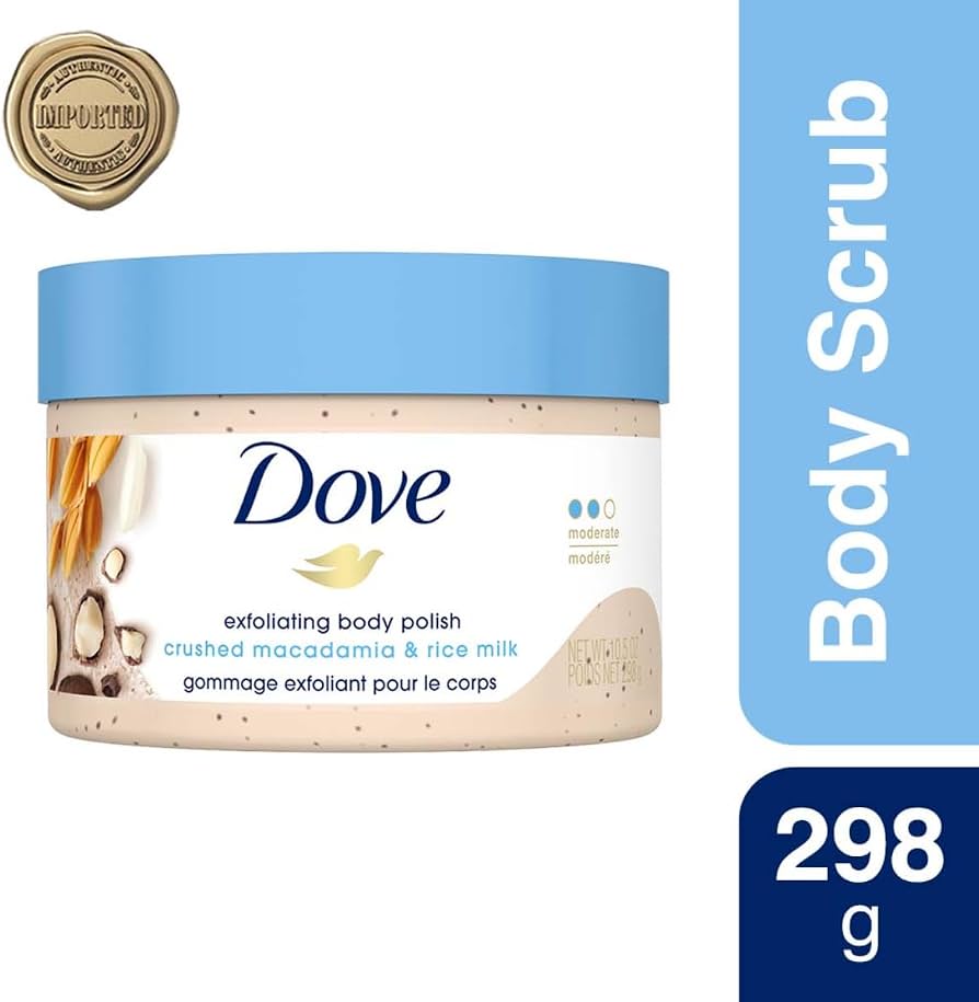 Dove Exfoliating Body Polish Scrub Reveals Visibly Smoother Skin Macadamia & Rice Milk Body Scrub That Nourishes Skin, 10.5 oz - Image 2